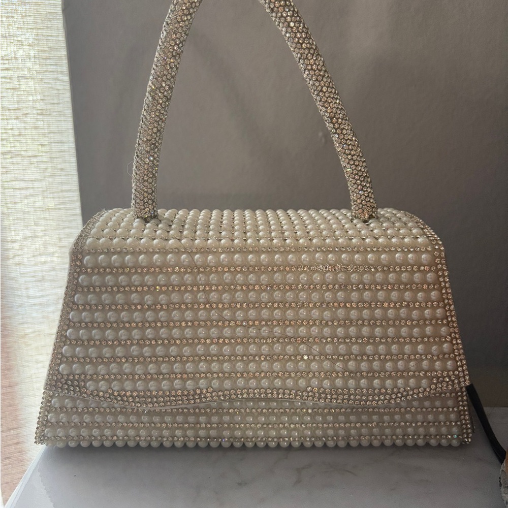 Windsor Pearl-Studded Cream Mini Bag